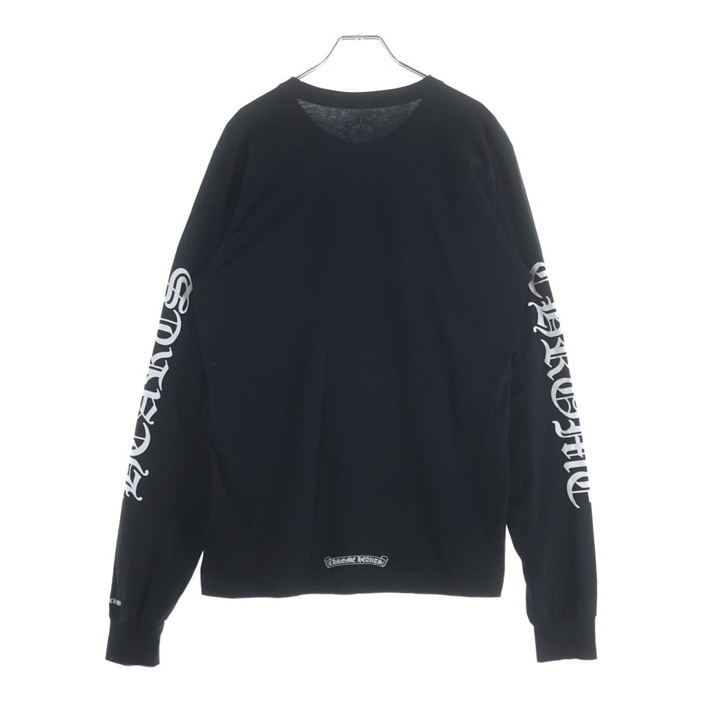 CHROME HEARTS(クロムハーツ) Neck Logo L/S Tee ネックロゴプリント クルーネック長袖Tシャツカットソー ブラック