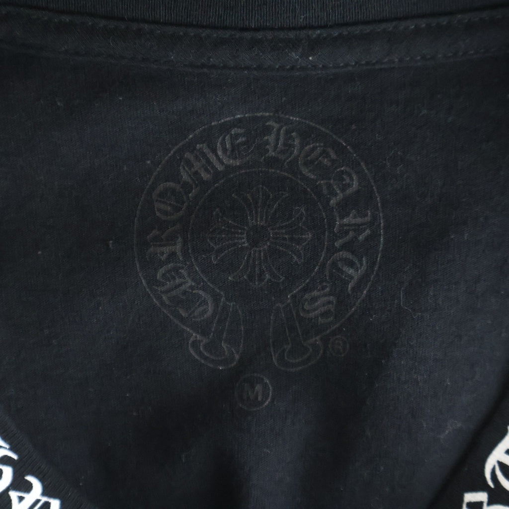 CHROME HEARTS(クロムハーツ) Neck Logo L/S Tee ネックロゴプリント クルーネック長袖Tシャツカットソー ブラック