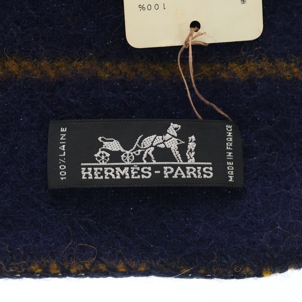 HERMES(エルメス) ECHARPE ROCABAR ロカバール ウールマフラー ストール ネイビー/イエロー/レッド レディース