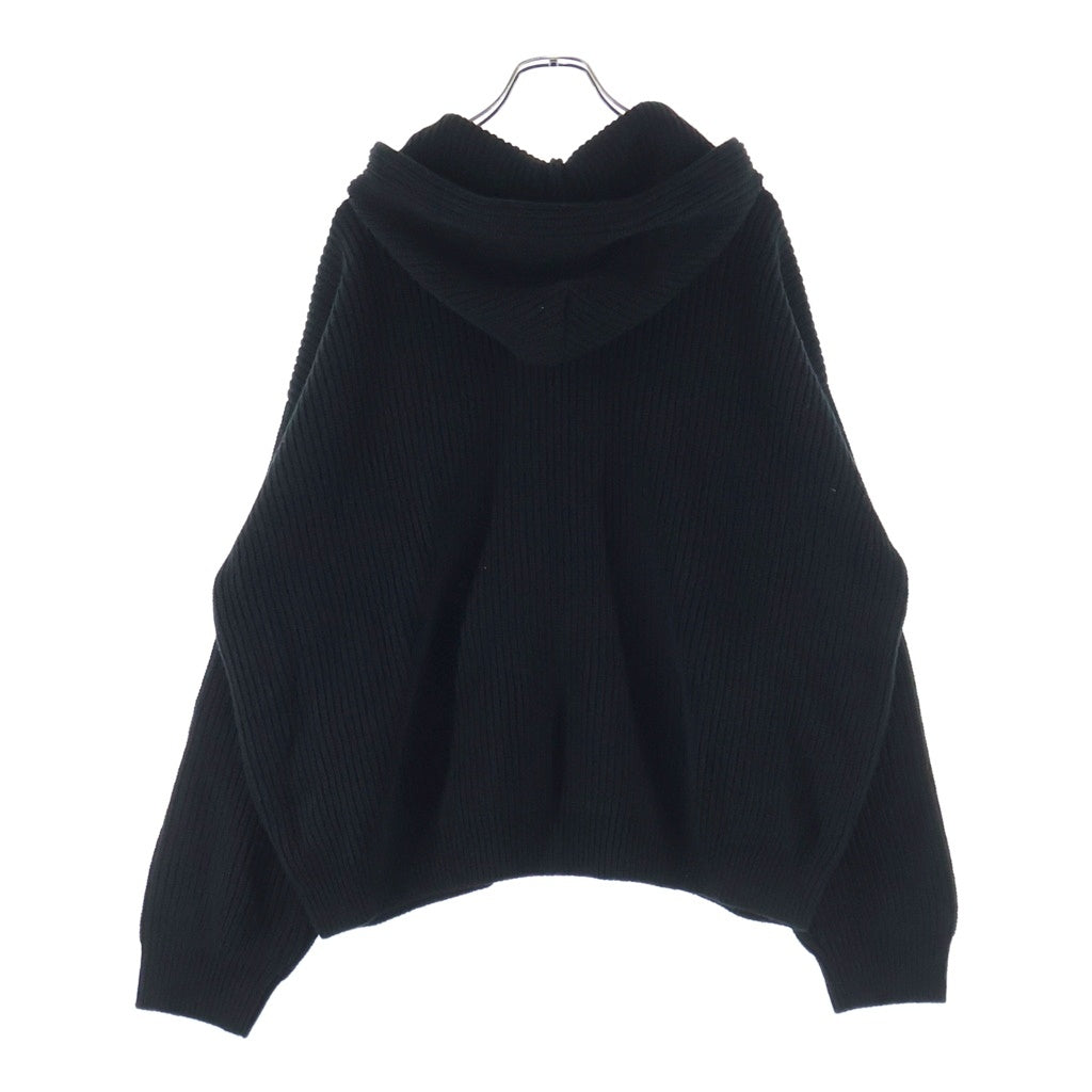 CELINE(セリーヌ) ロゴパッチ フーディ ジップアップ ニット パーカー ブラック RY0JF0ZTQ.38NO
