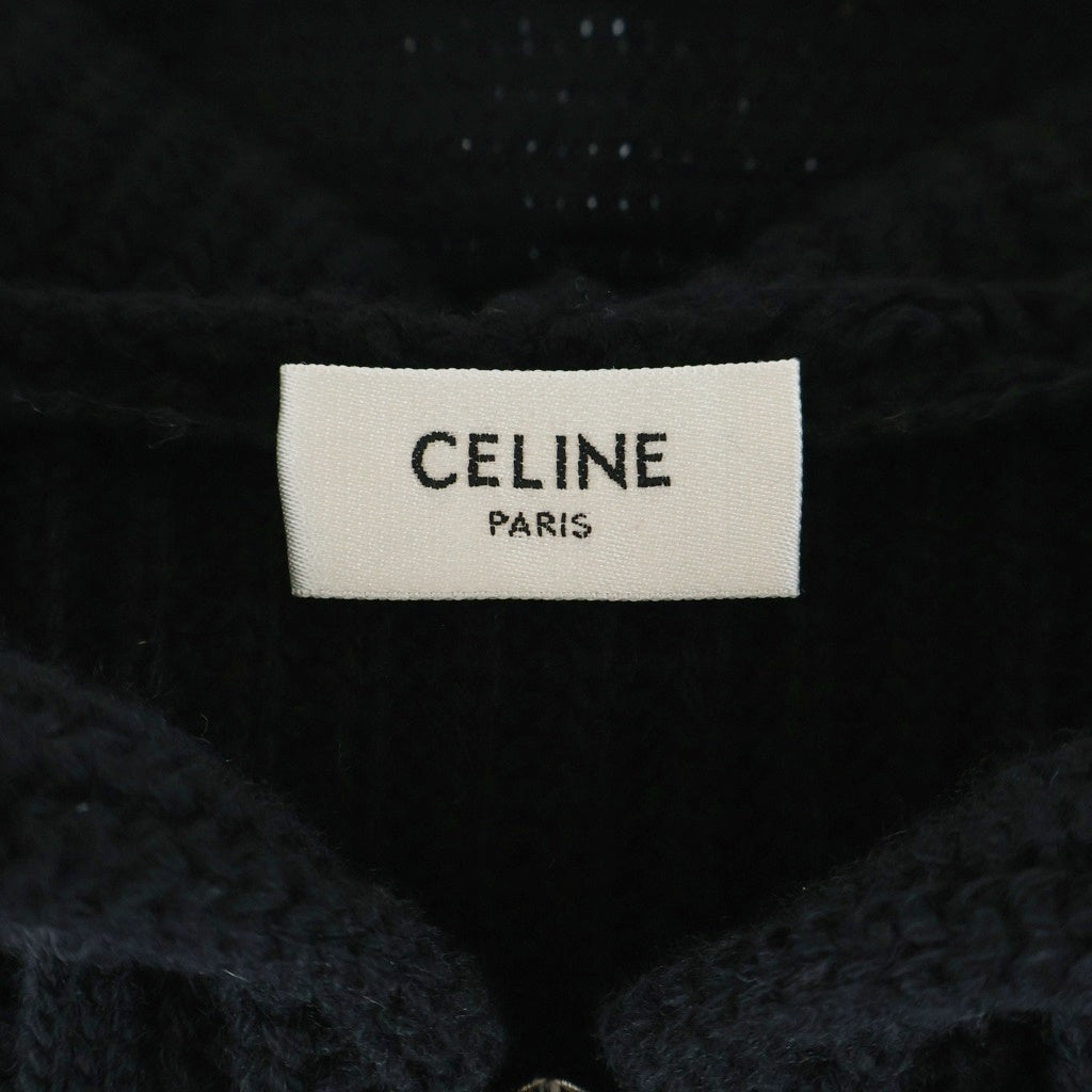 CELINE(セリーヌ) ロゴパッチ フーディ ジップアップ ニット パーカー