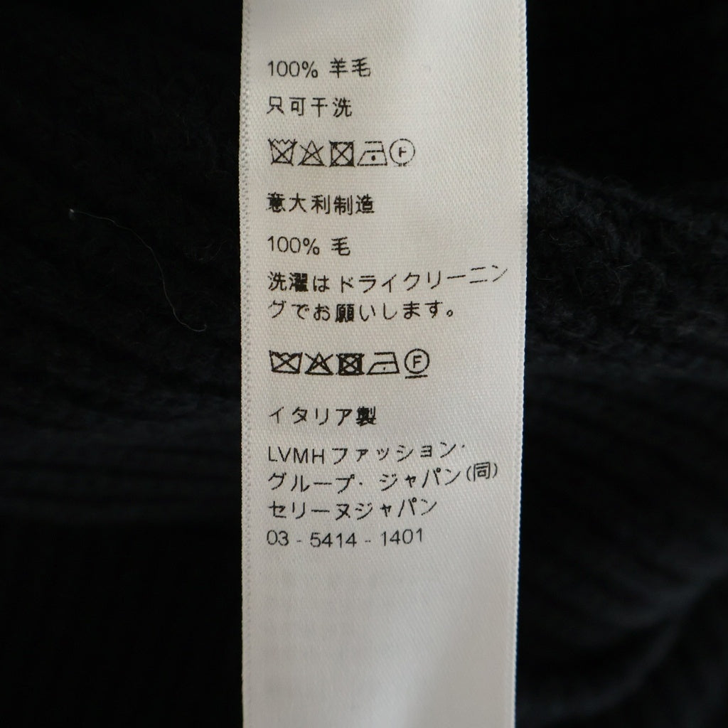 CELINE(セリーヌ) ロゴパッチ フーディ ジップアップ ニット パーカー ブラック RY0JF0ZTQ.38NO