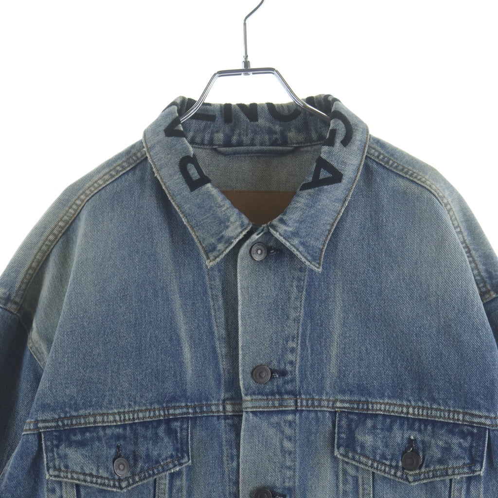 BALENCIAGA(バレンシアガ) 18SS クラッシュデザイン ネックロゴデニムジャケット 493606 TXE05 インディゴ