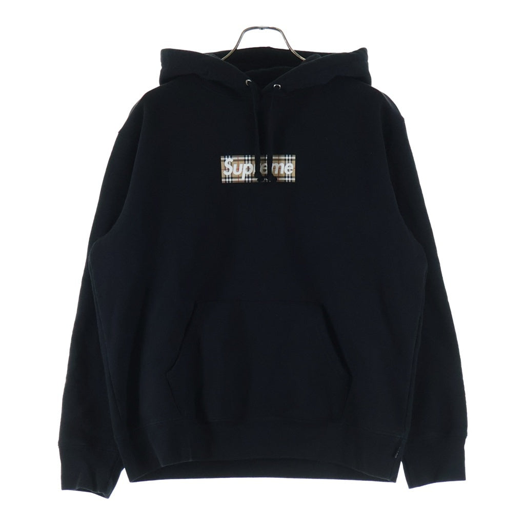SUPREME(シュプリーム) 22SS ×BURBERRY Box Logo Hooded Sweatshirt バーバリー ボックスロゴ スウェットプルオーバーパーカー フーディー ブラック