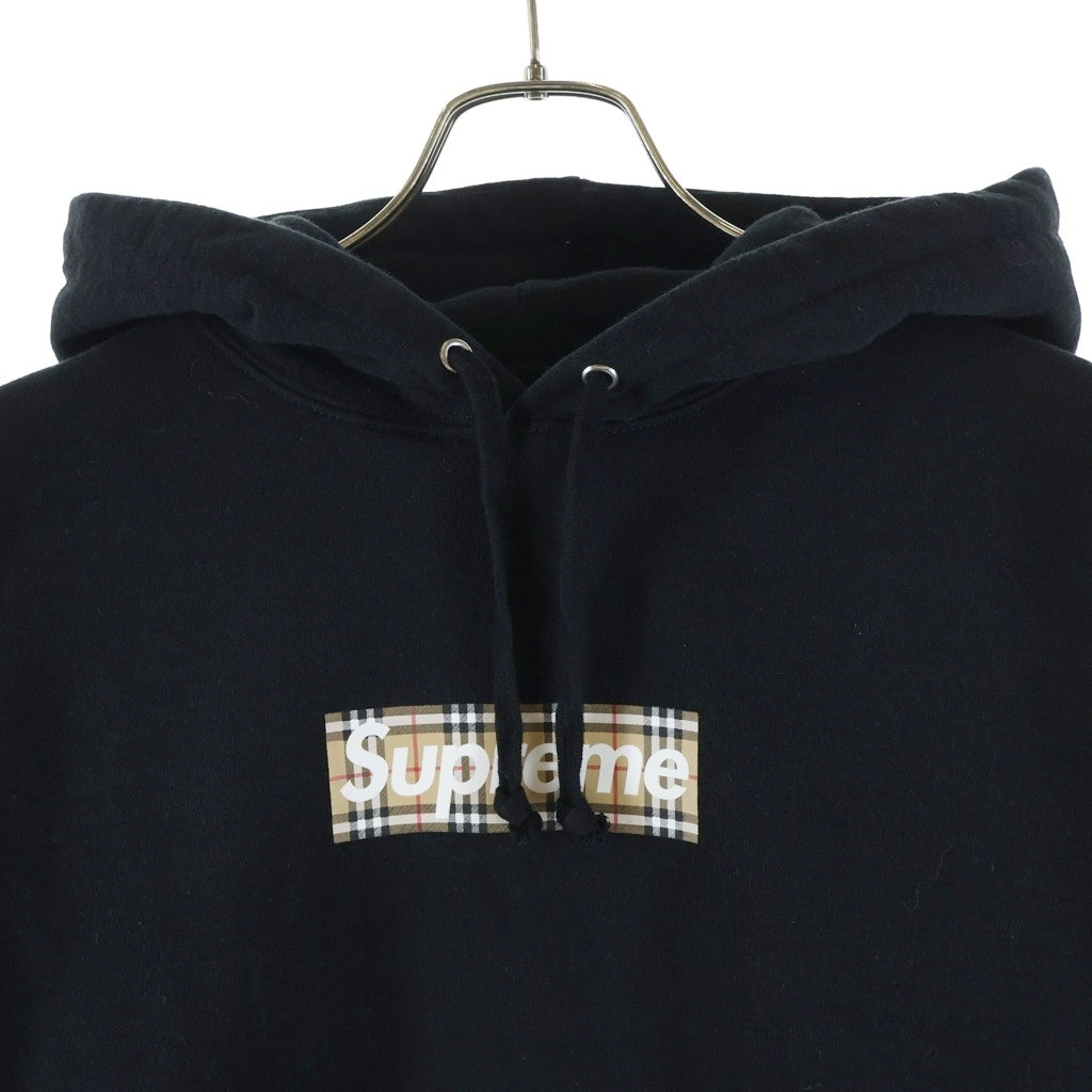 SUPREME(シュプリーム) 22SS ×BURBERRY Box Logo Hooded Sweatshirt バーバリー ボックスロゴ スウェットプルオーバーパーカー フーディー ブラック
