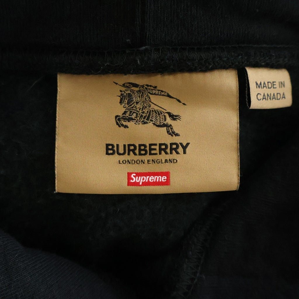 SUPREME(シュプリーム) 22SS ×BURBERRY Box Logo Hooded Sweatshirt バーバリー ボックスロゴ スウェットプルオーバーパーカー フーディー ブラック