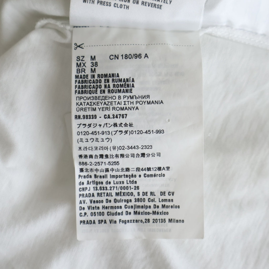 PRADA(プラダ) ビジュートライアングルロゴ スタッズ 半袖Tシャツ カットソー ホワイト UJN838 S231 12H4