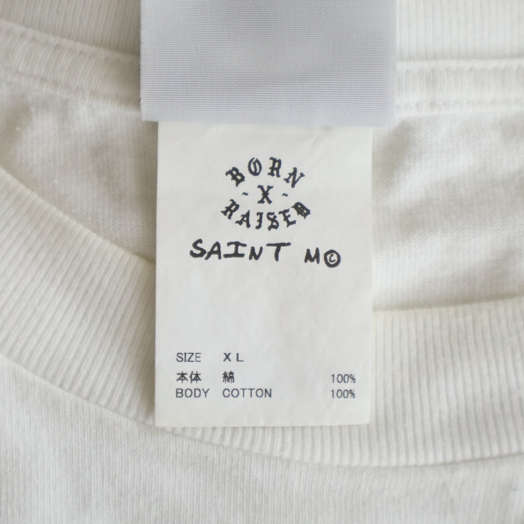 SAINT MICHAEL(セントマイケル) 24SS BR_LS TEE ボーンレイズ フロントプリント長袖カットソー ホワイト SM-YS8-0000-C09
