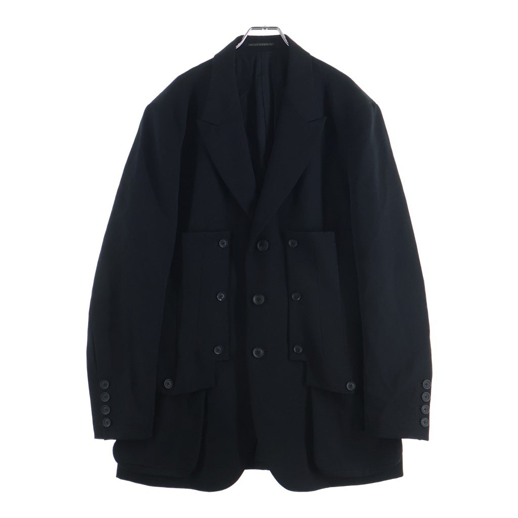 Yohji Yamamoto POUR HOMME(ヨウジヤマモト プールオム) 21AW フラシ胸あて 絞1AW フラシ胸あてボタン止め テーラードジャケット HX-J15-100
