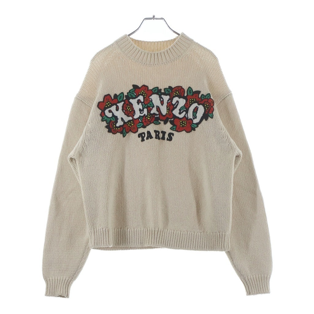 KENZO(ケンゾー) ×Verdy ヴェルディー ロゴパッチ 花柄 ニット セーター ベージュ FF52PU4913CX
