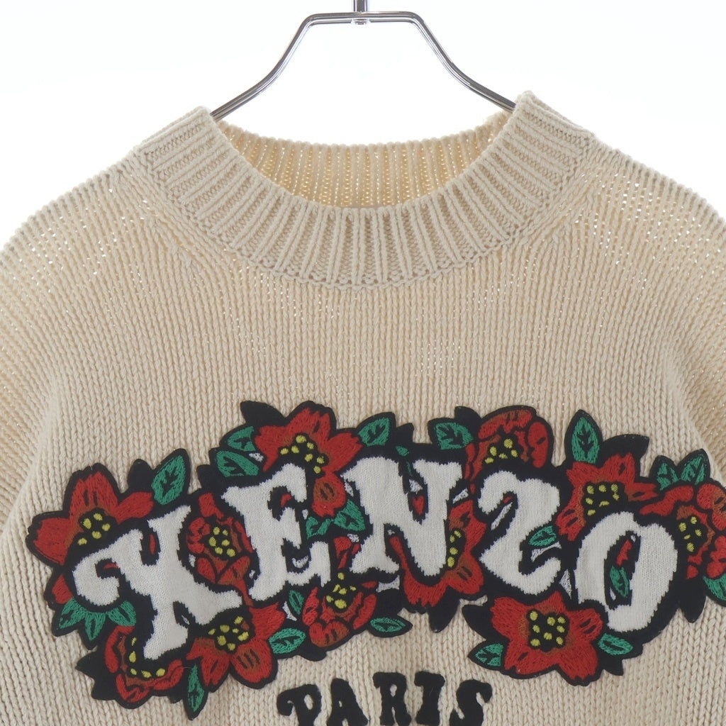 KENZO(ケンゾー) ×Verdy ヴェルディー ロゴパッチ 花柄 ニット セーター ベージュ FF52PU4913CX