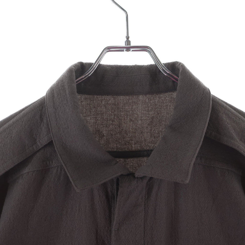 Rick Owens リックオウエンス 22AW STROBE FIELD SHIRT ウール オーバーサイズ シャツ ブラウン RU02B2295 Rick Owens(リックオウエンス) 22AW STROBE FIELD SHIRT ウール
