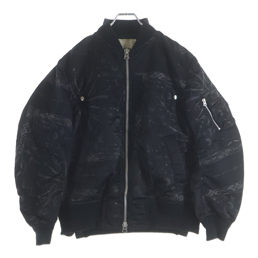 Sacai(サカイ) 20AW ×Dr.Woo BANDANA PRINT MA-1 BOMBER JACKET ドクターウー バンダナプリントボンバージャケット ジップアップブルゾン ブラック