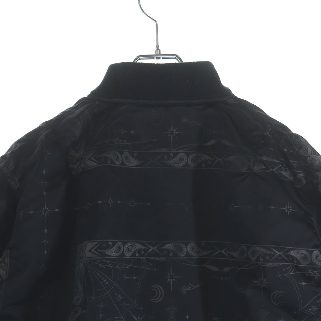 Sacai(サカイ) 20AW ×Dr.Woo BANDANA PRINT MA-1 BOMBER JACKET ドクターウー バンダナプリントボンバージャケット ジップアップブルゾン ブラック