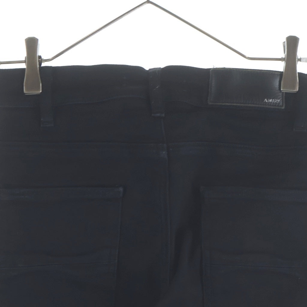 AMIRI(アミリ) ロゴパッチ ダメージ加工 ストレッチスキニーデニムパンツ ブラック