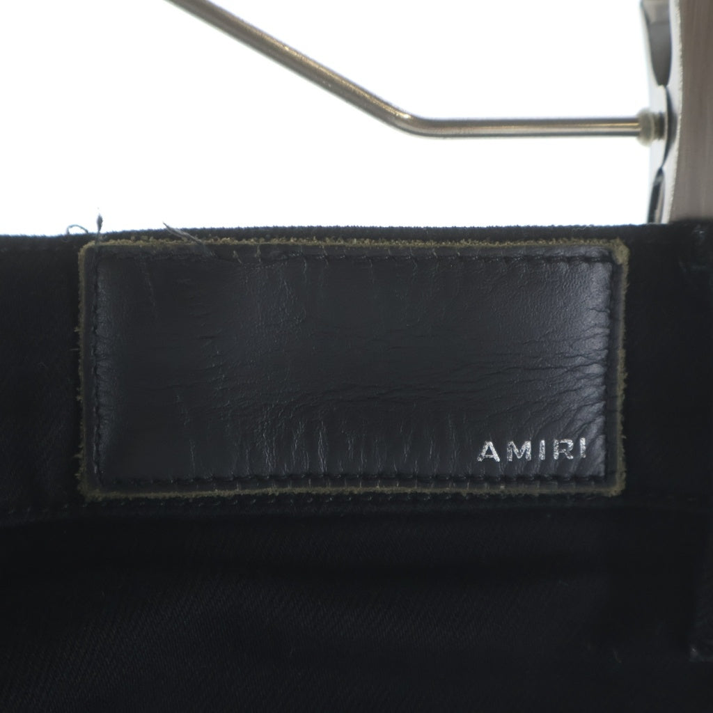 AMIRI(アミリ) ロゴパッチ ダメージ加工 ストレッチスキニーデニムパンツ ブラック