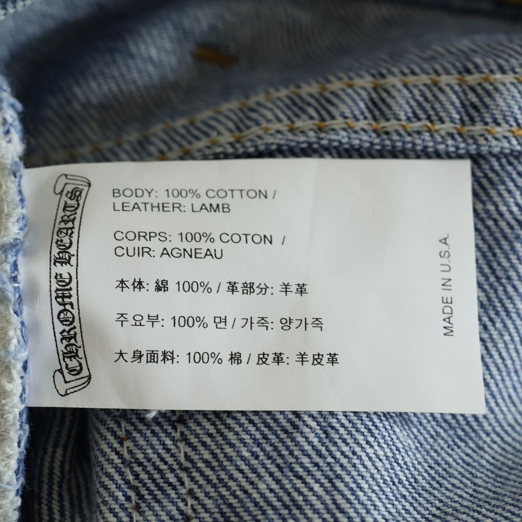 CHROME HEARTS(クロムハーツ) U VNTG JEAN BLU ORNG TAB 517 クロスパッチ付きウォッシュドデニムパンツ インディゴ