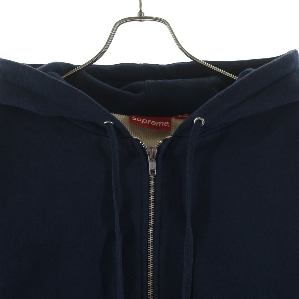SUPREME(シュプリーム) 18AW Thermal Zip Up Sweatshirt 裏地サーマル ジップアップ スウェットシャツ フーディー パーカー ネイビー