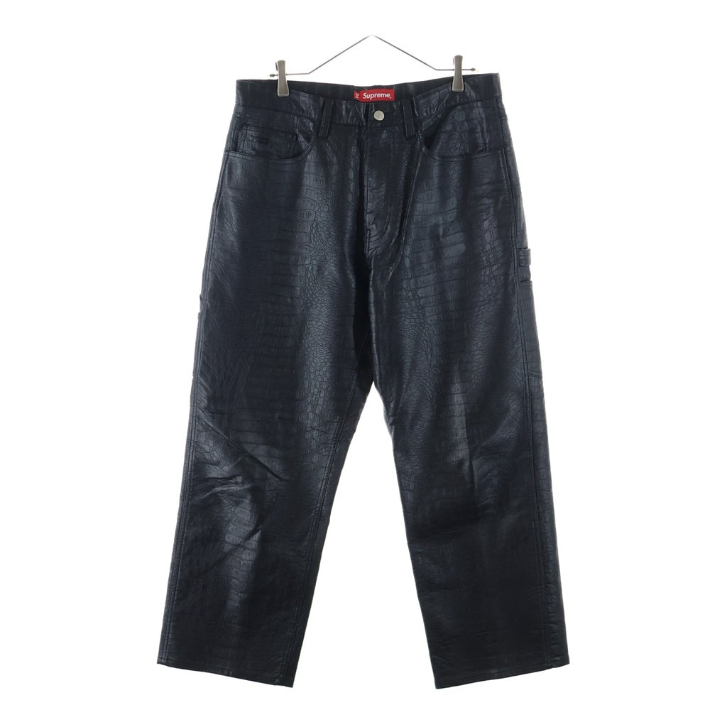 SUPREME(シュプリーム) 22SS Faux Croc Painter Pant フェイククロコペインターパンツ フェイクレザー 型押し ブラック