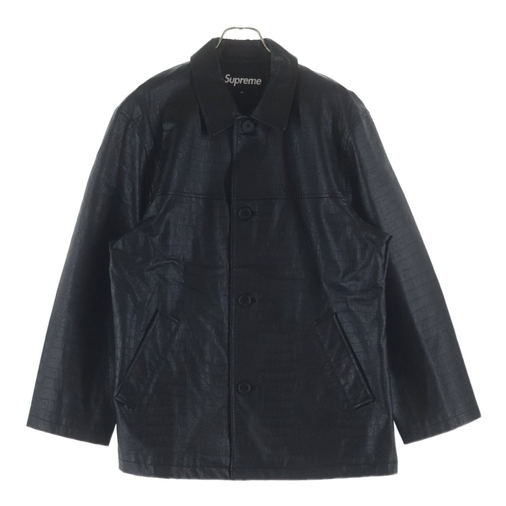 SUPREME(シュプリーム) 22SS Faux Croc Car Coat フェイククロコカーコート フェイクレザージャケット 型押し ブラック
