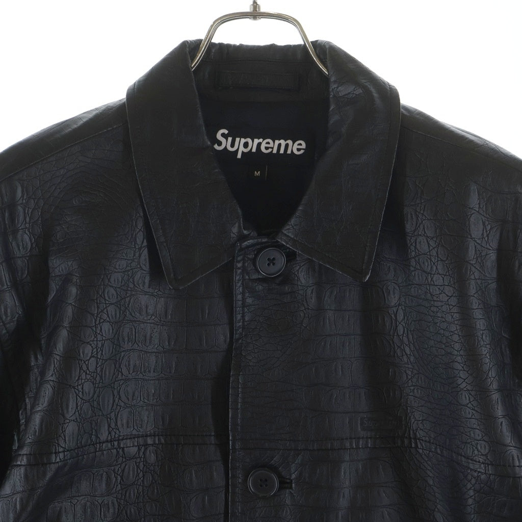 SUPREME(シュプリーム) 22SS Faux Croc Car Coat フェイククロコカーコート フェイクレザージャケット 型押し ブラック