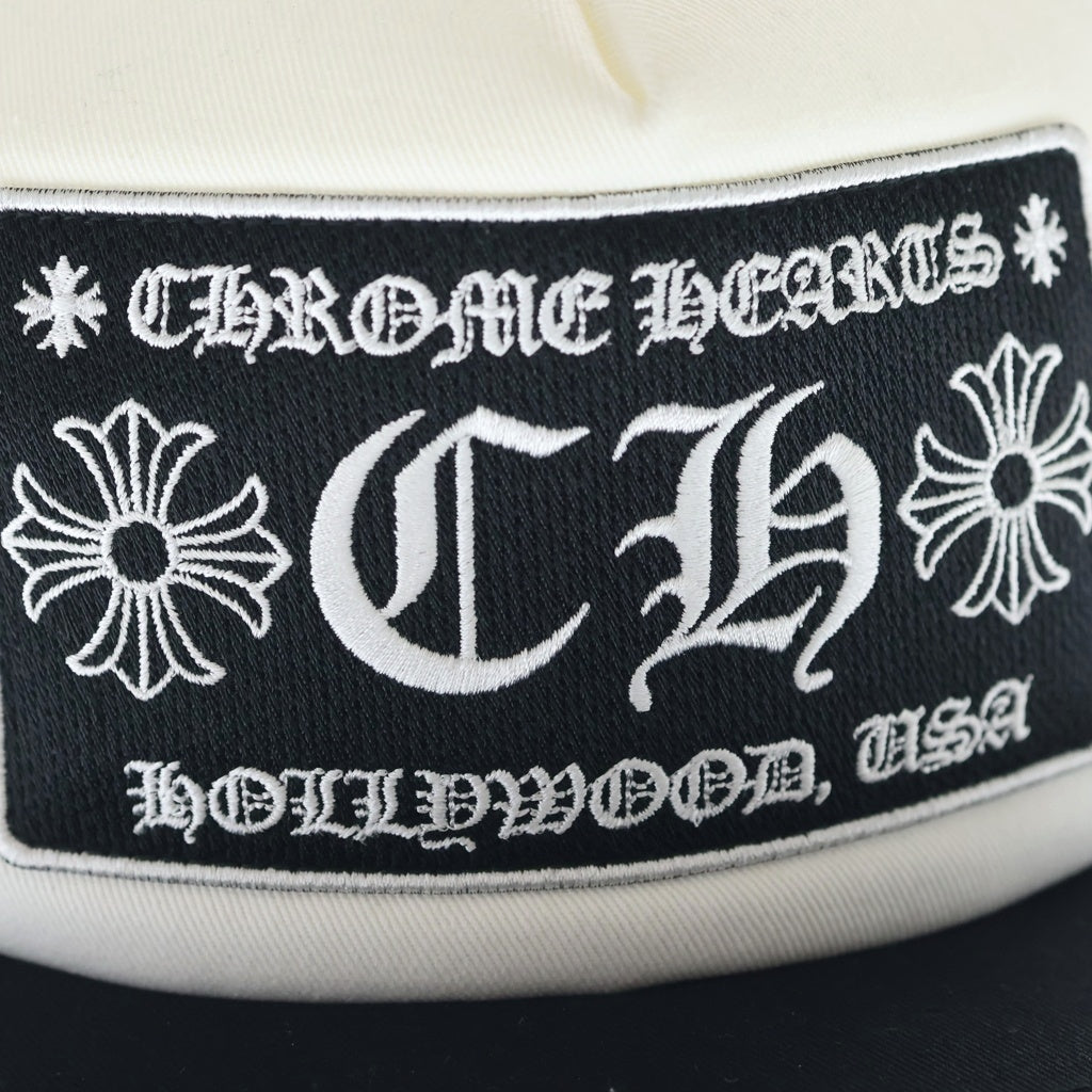 クロムハーツ CH 刺繍 トラッカー メッシュ キャップ ホワイト ブラック CHROME HEARTS(クロムハーツ) TRUCKER CAP CHパッチ メッシュ