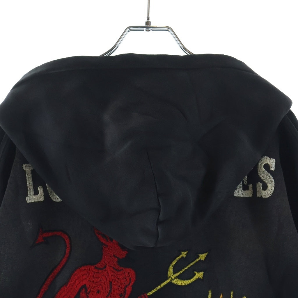 AMIRI(アミリ) LOS ANGELES 1976 HELL 刺繍 スウェットパーカー フーディー ブラック