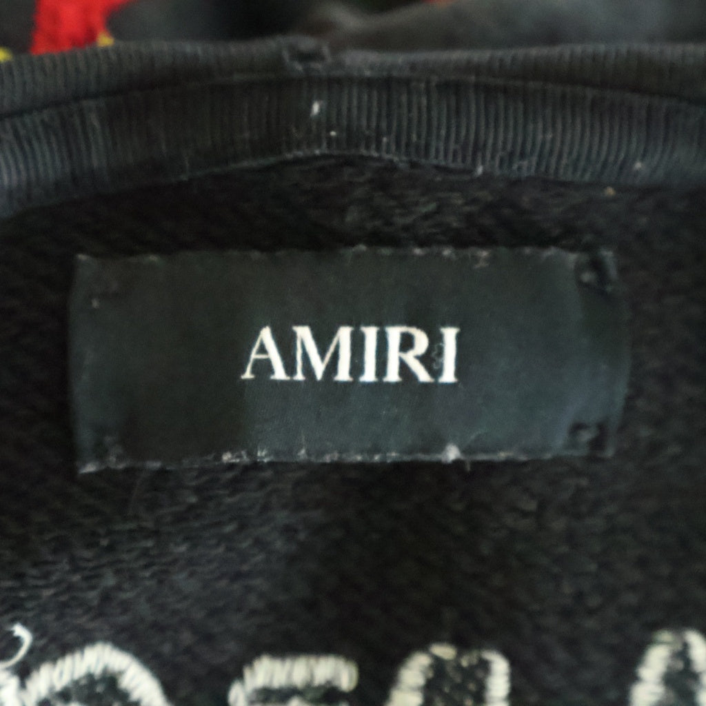 AMIRI(アミリ) LOS ANGELES 1976 HELL 刺繍 スウェットパーカー フーディー ブラック