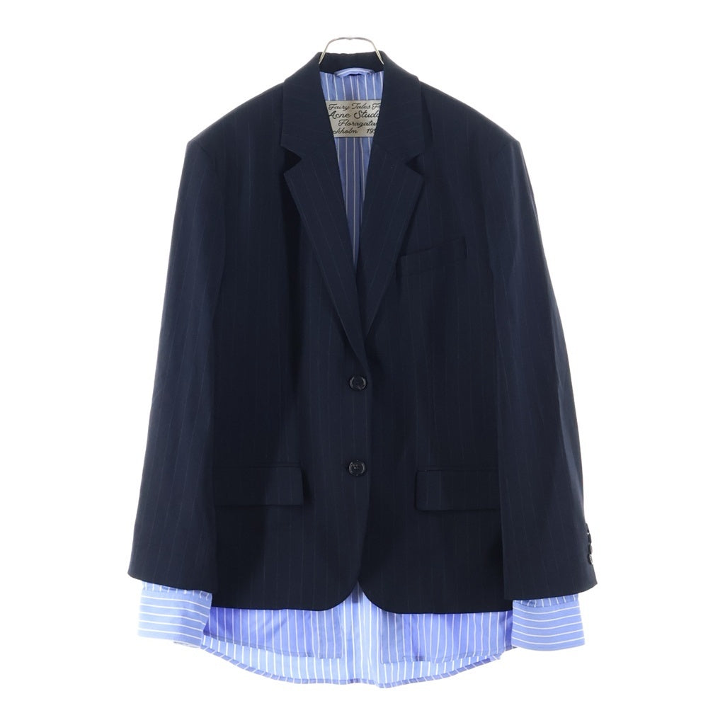 Acne Studios(アクネ ストゥディオズ) 25AW レイヤードスーツジャケット ストライプテーラード ブラック/ブルー FN-WN-SUIT000647 AH0309