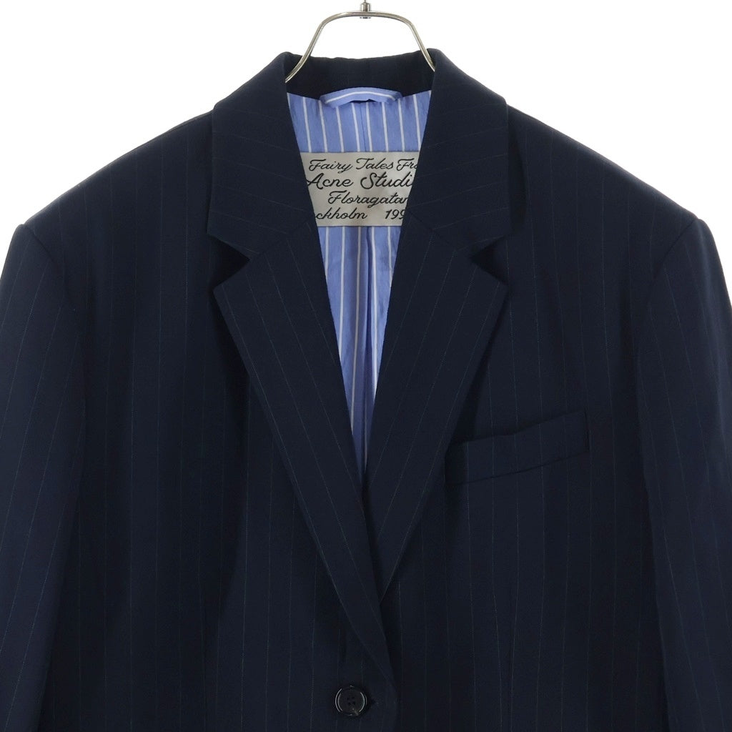 Acne Studios(アクネ ストゥディオズ) 25AW レイヤードスーツジャケット ストライプテーラード ブラック/ブルー FN-WN-SUIT000647 AH0309