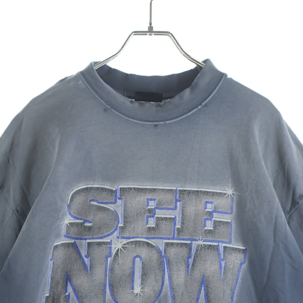 BALENCIAGA(バレンシアガ) SNBN INSIDE-OUT Medium Fit TEE SEE NOW BUY NOW インサイドアウト ダメージ加工 オーバーサイズTシャツ ブルー 764235 TQVE8