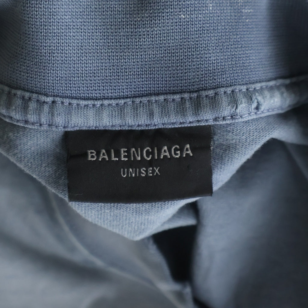 BALENCIAGA(バレンシアガ) SNBN INSIDE-OUT Medium Fit TEE SEE NOW BUY NOW インサイドアウト ダメージ加工 オーバーサイズTシャツ ブルー 764235 TQVE8