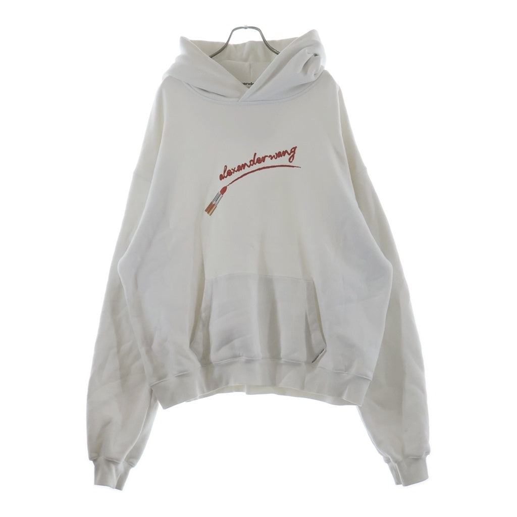 ALEXANDER WANG(アレキサンダーワン) CLASSIC SWEATSHIRT HOODIE WITH LIPSTICK GRAPHIC クラシック リップスティック フーディーパーカー ホワイト