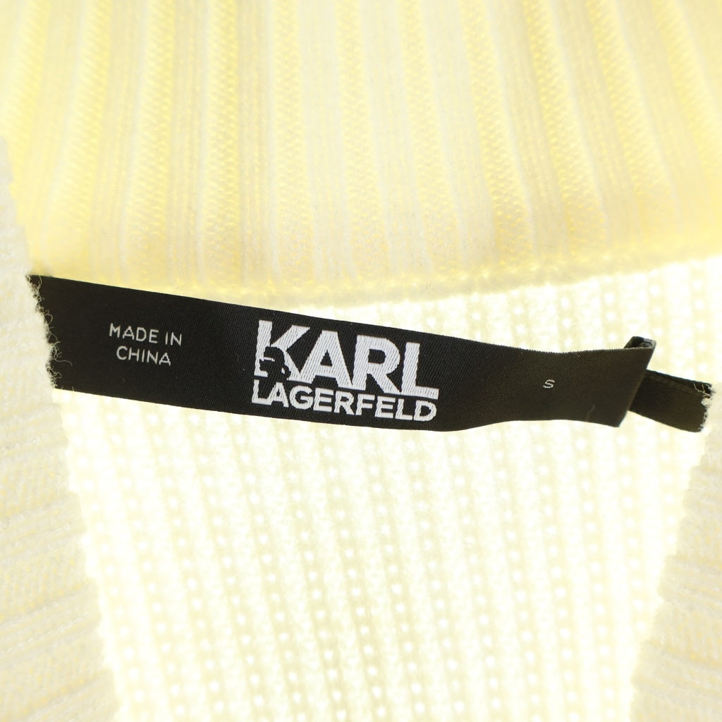 Karl Lagerfeld(カールラガーフェルト) BELTED LOGO PONCHO ベルト ロゴ ニット ノースリーブ ポンチョ ホワイト レディース