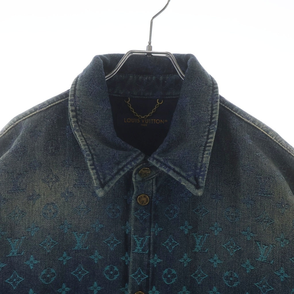 LOUIS VUITTON(ルイヴィトン) 23SS Rainbow Monogram Short Sleeve Denim Shirts RM231 YM4 HOS72X レインボーモノグラム ショートスリーブデニムシャツ 半袖シャツ インディゴ