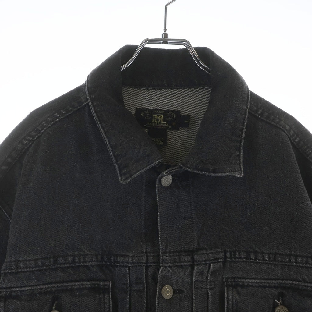 RRL(ダブルアールエル) 90s 三ツ星タグ 先染め ブラック デニム トラッカー ジャケット ブラック