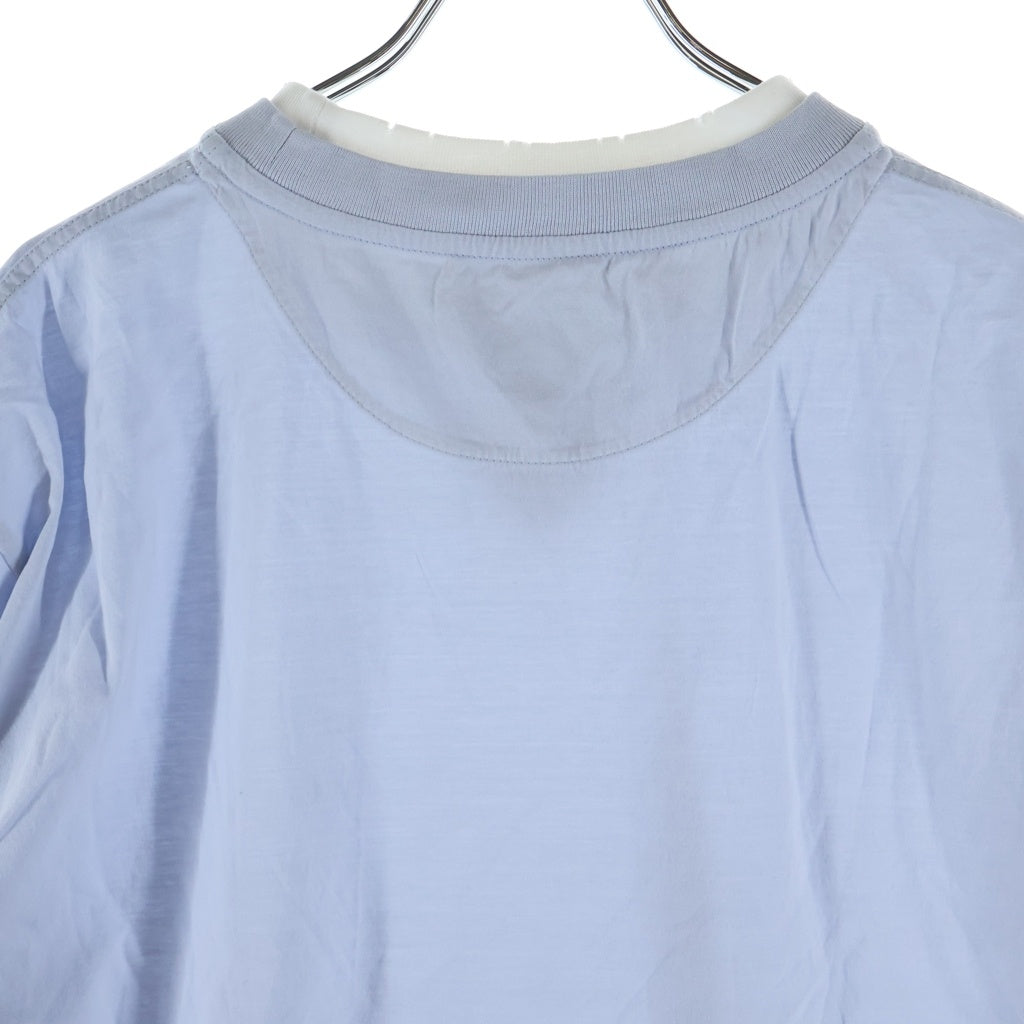 PRADA(プラダ) トライアングルロゴ レイヤード クールネック ジャージ 半袖Tシャツ カットソー ブルー/ホワイト 3579B S000