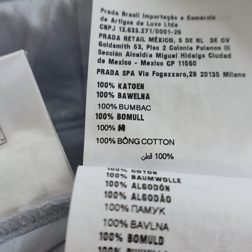 PRADA(プラダ) トライアングルロゴ レイヤード クールネック ジャージ 半袖Tシャツ カットソー ブルー/ホワイト 3579B S000
