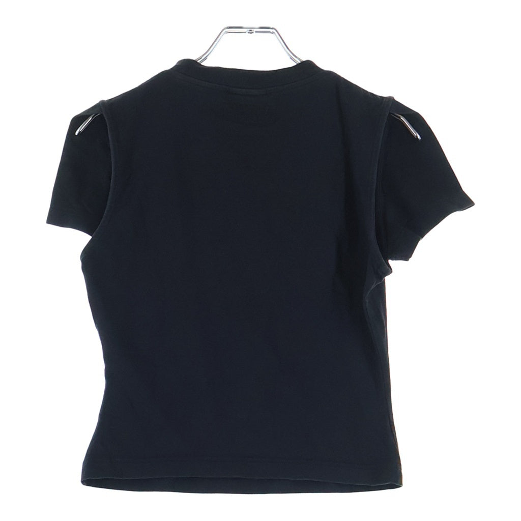 VETEMENTS(ヴェトモン) BIKER CROSS LOGO FRONT SLEEVE TEE バイカー クロスロゴ フロント スリーブ 半袖Tシャツ カットソー ブラック レディース