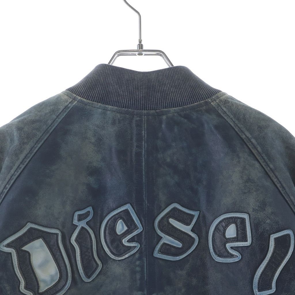 DIESEL(ディーゼル) 26SS L-Cobb レザーボンバージャケット シープスキン ブルー A200970QMBW