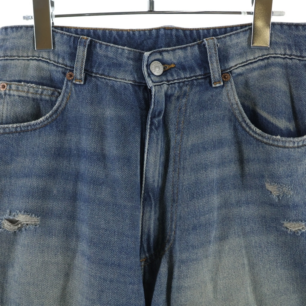MM6 Maison Margiela(エムエムシックスメゾンマルジェラ) 5ポケット ワイド ダメージデニム パンツ インディゴ SHOLA0014