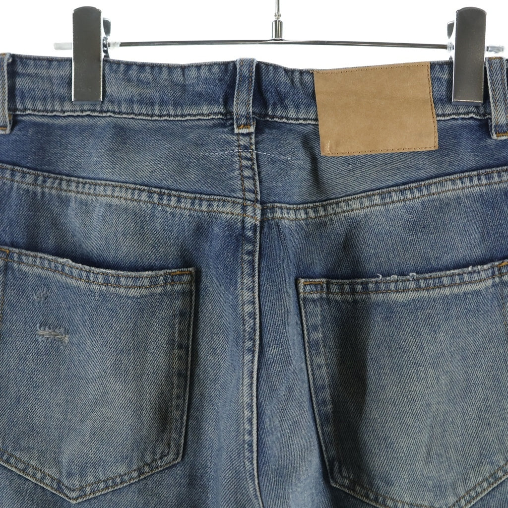 MM6 Maison Margiela(エムエムシックスメゾンマルジェラ) 5ポケット ワイド ダメージデニム パンツ インディゴ SHOLA0014