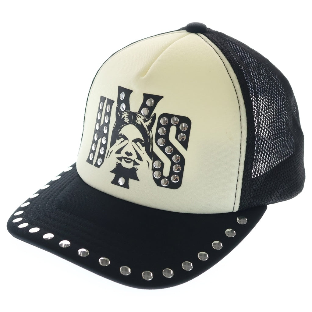 HYSTERIC GLAMOUR(ヒステリックグラマー) SEE NO EVIL スィーノーイーヴル スタッズ付き メッシュキャップ ブラック/ホワイト 01241QH02
