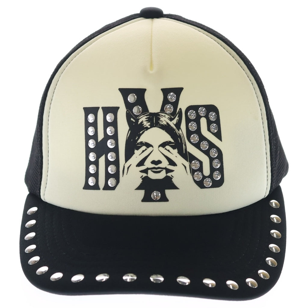 HYSTERIC GLAMOUR(ヒステリックグラマー) SEE NO EVIL スィーノーイーヴル スタッズ付き メッシュキャップ ブラック/ホワイト 01241QH02