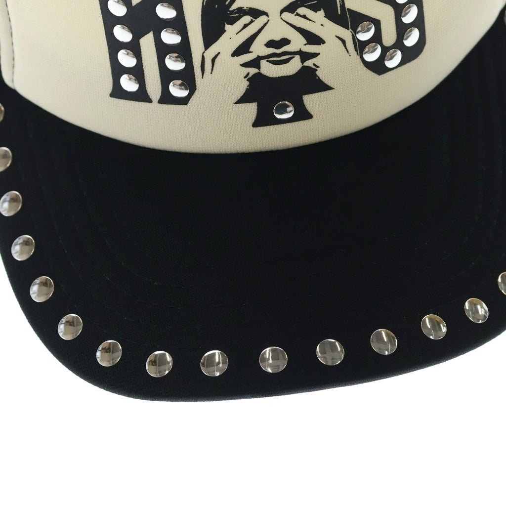 HYSTERIC GLAMOUR(ヒステリックグラマー) SEE NO EVIL スィーノーイーヴル スタッズ付き メッシュキャップ ブラック/ホワイト 01241QH02