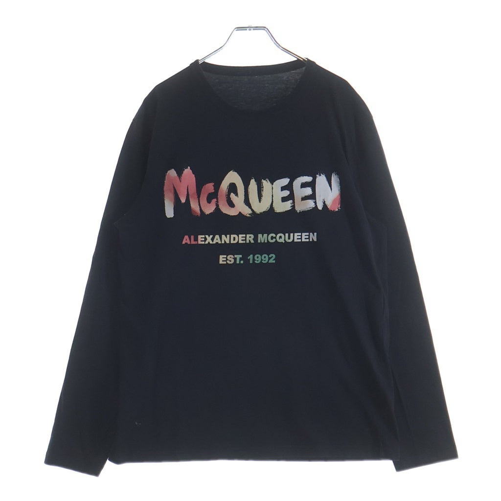 Alexander McQueen(アレキサンダーマックイーン) フロントロゴプリント長袖Tシャツ カットソー ブラック 750668QVZ15