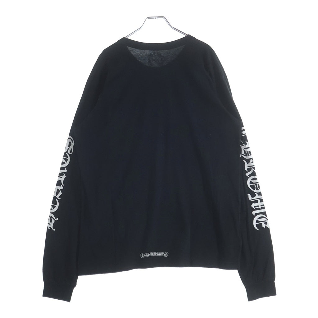 CHROME HEARTS(クロムハーツ) CH LS NECK LOGO ネックロゴプリント 袖ロゴ 長袖Tシャツ ロングスリーブカットソー ブラック