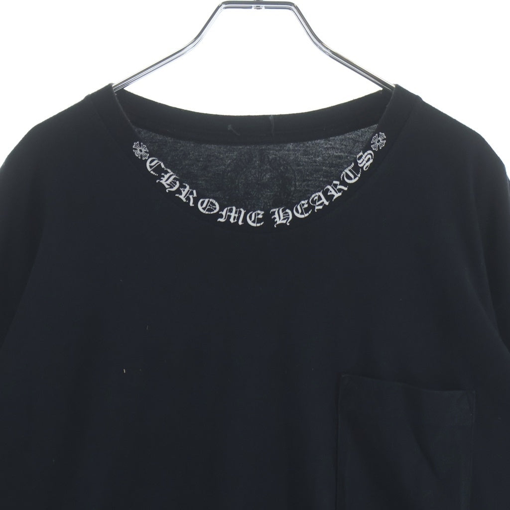 CHROME HEARTS(クロムハーツ) CH LS NECK LOGO ネックロゴプリント 袖ロゴ 長袖Tシャツ ロングスリーブカットソー ブラック