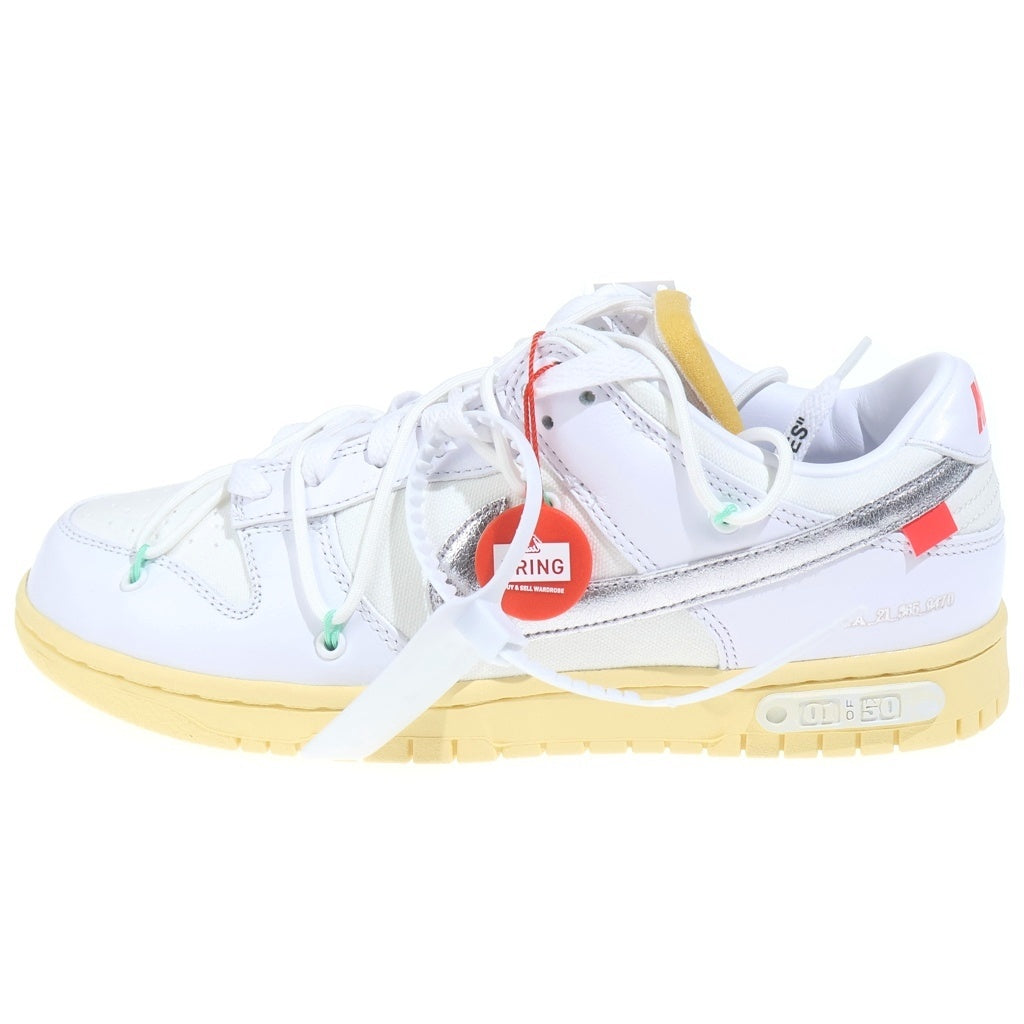 NIKE(ナイキ) ×OFF WHITE DUNK LOW 1OF50 LOT1 DM1602-127 オフホワイト ロットワン レザーローカットスニーカー ホワイト US9/27cm