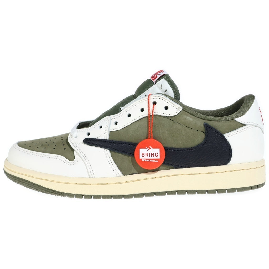NIKE(ナイキ) ×TRAVIS SCOTT AIR JORDAN 1 LOW OG REVERSE OLIVEDM 7866-200 トラヴィススコット エアジョーダン 1 ローカットスニーカー カーキ US8.5/26.5cm